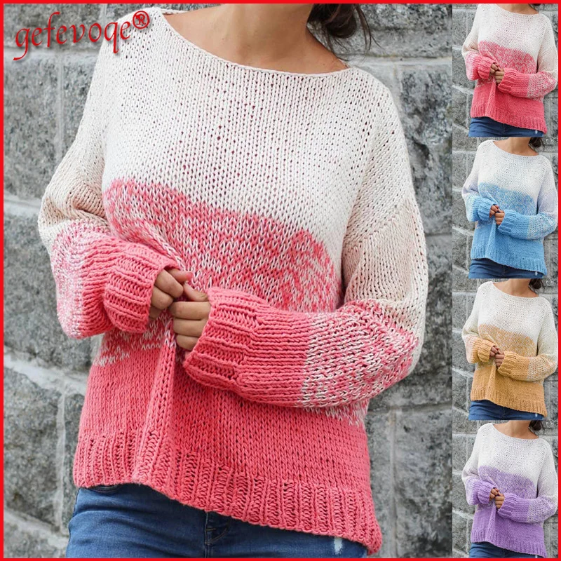 Gradient Knitted Sweater Women 2021 Autumn Winter New Fashion Pullovers Female Casual O Neck Long Sleeve Knitwear Clothes Jumper
Gradient Knitted Sweater Women 2021 Autumn Winter New Fashion Pullovers Female Casual O Neck Long Sleeve Knitwear Clothes Jumper