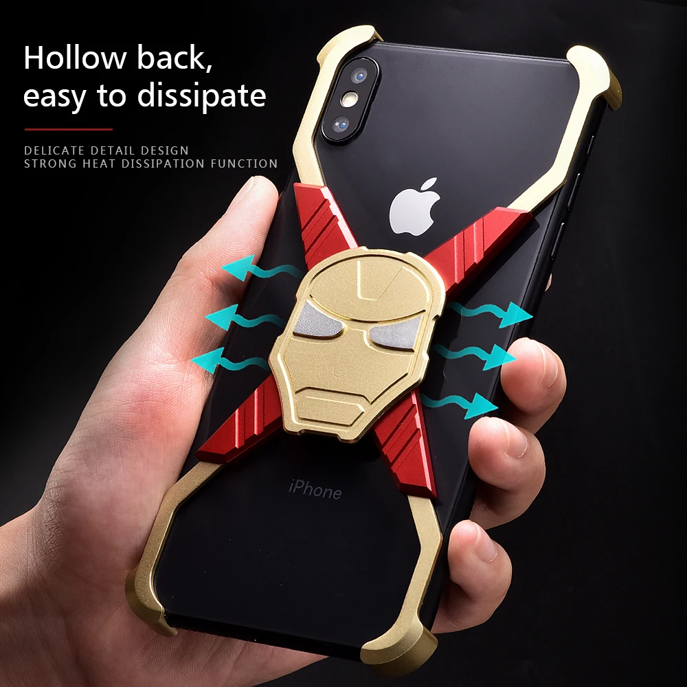 RIron Man Design Metal Case for Iphone X XS Case Personality Metal Bumper Cover for Iphone XS Max Anti-shock and shockproof Case
RIron Man Design Metal Case for Iphone X XS Case Personality Metal Bumper Cover for Iphone XS Max Anti-shock and shockproof Case