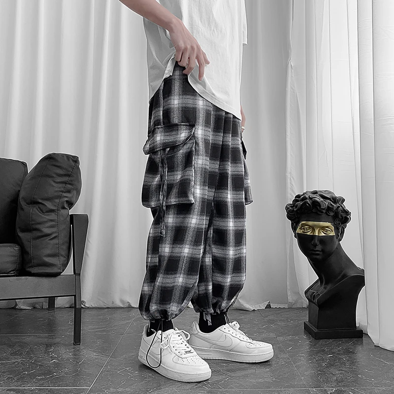 Plaid Pants Men's Fashion Casual Pocket Pants Men Trousers Streetwear Loose Hip-hop Straight Wide-leg Pants Mens Cargo Pants
Plaid Pants Men's Fashion Casual Pocket Pants Men Trousers Streetwear Loose Hip-hop Straight Wide-leg Pants Mens Cargo Pants
