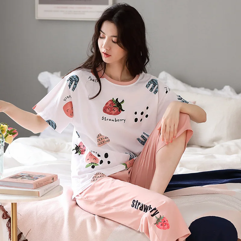 Женские пижамные комплекты, 2 шт., футболка с коротким рукавом, пижамы, летняя одежда для сна, ночная рубашка, мультяшное хлопковое интимное н...
Женские пижамные комплекты, 2 шт., футболка с коротким рукавом, пижамы, летняя одежда для сна, ночная рубашка, мультяшное хлопковое интимное н...
