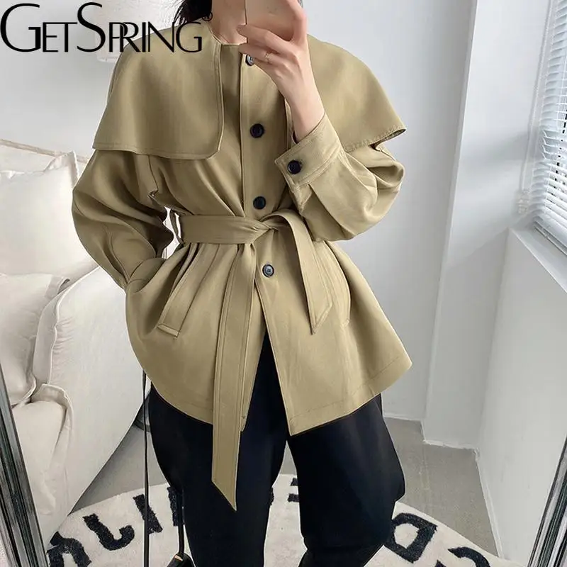 GetSpring Women Trench Coat Temperament Single Breasted Lace Up Solid Windbreaker Fashion Loose Ladies Overcoat Autumn 2021 New
GetSpring Women Trench Coat Temperament Single Breasted Lace Up Solid Windbreaker Fashion Loose Ladies Overcoat Autumn 2021 New