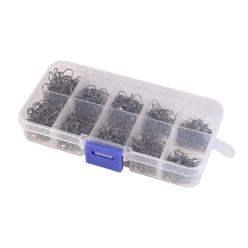 210pcs/ Set Stainless Steel Fishhook Lure Tackle Kits Fishing Swivel Snap Rolling Swivel Connector Hooked Snaps Pin Ball Bearing
210pcs/ Set Stainless Steel Fishhook Lure Tackle Kits Fishing Swivel Snap Rolling Swivel Connector Hooked Snaps Pin Ball Bearing