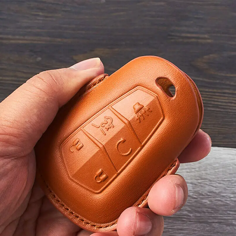 Leather Car Key Fob Cover Case For Cadillac ATX CTS CT6 XTS XT5 ELR SRX Escalade | for