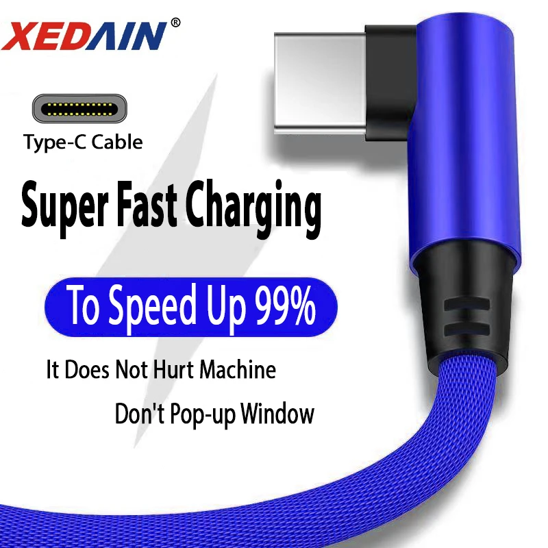 Тип C микро мобильный телефон USB кабель для передачи данных с нейлоновой 90