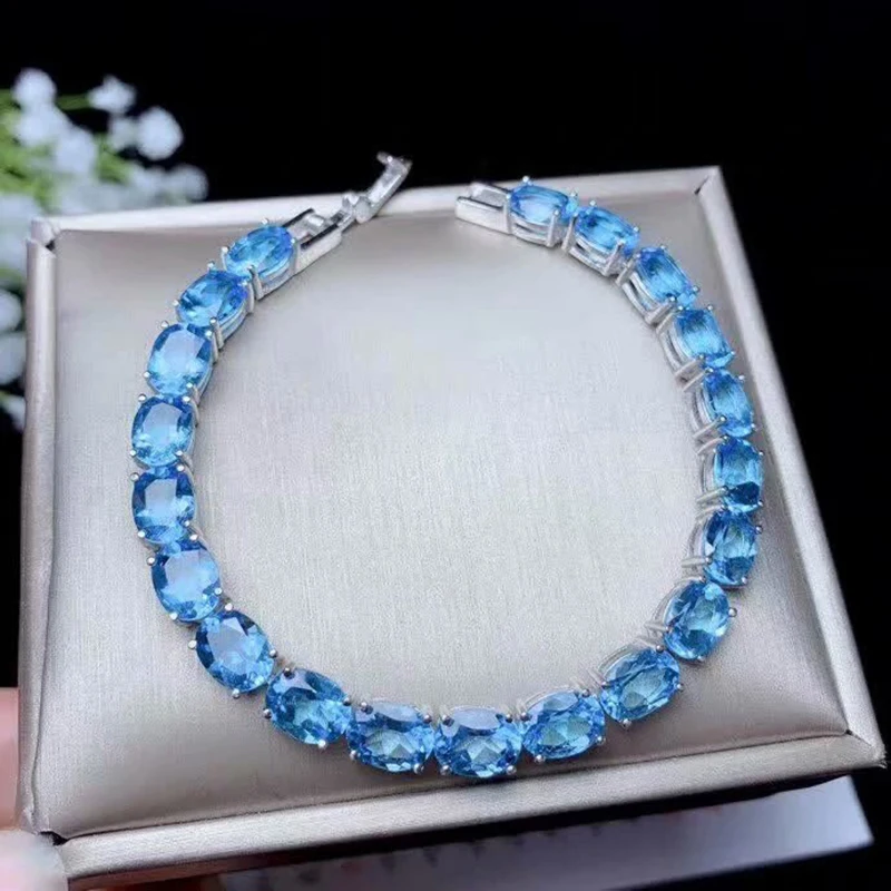 Icnway 17cm Natural Blue Topaz 6x8mm Faceted Oval Gemstone S925 Sterling Silver Chain Bracelet
Icnway 17cm Natural Blue Topaz 6x8mm Faceted Oval Gemstone S925 Sterling Silver Chain Bracelet