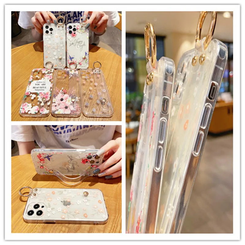 Cute Flowers Transparent Wristband Protective Shell Phone Case For iPhone 13 12 11 Pro XS MAX XR X 8 7 Plus Anti-fall Back Cover
Cute Flowers Transparent Wristband Protective Shell Phone Case For iPhone 13 12 11 Pro XS MAX XR X 8 7 Plus Anti-fall Back Cover
