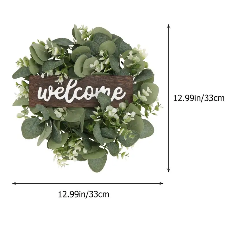 1Pc Decorative Wreath Door Hanging Garland Ornament Simulation Leaf Wreath Green