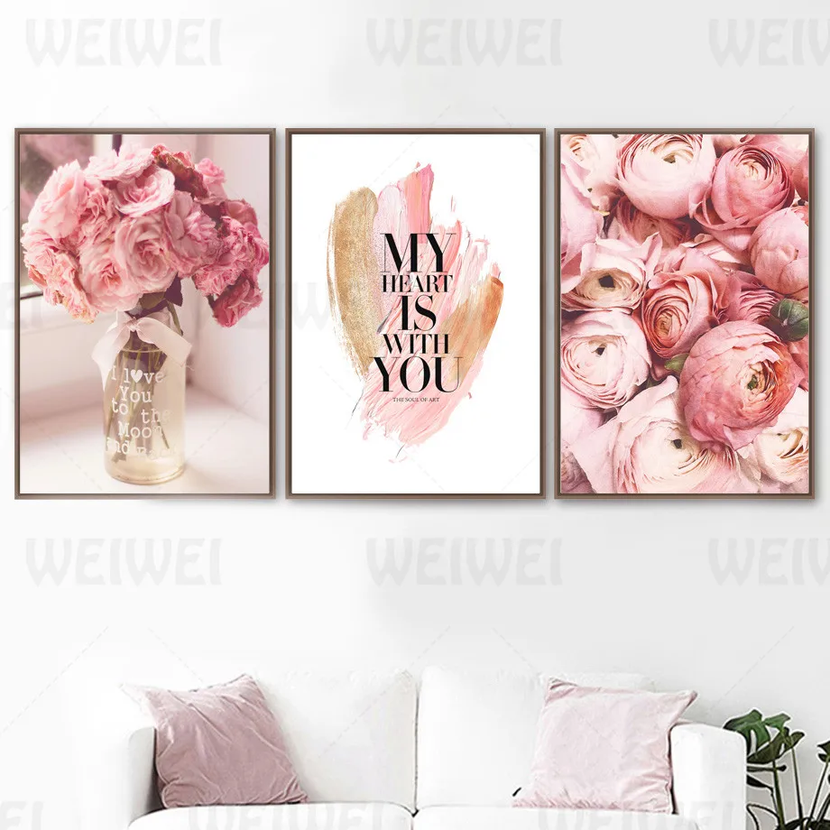 Pink Flowers Home Decoration Painting Transparent Vase Bouquet Living Room Wall Canvas Poster Black Text My Heart Is with You
Pink Flowers Home Decoration Painting Transparent Vase Bouquet Living Room Wall Canvas Poster Black Text My Heart Is with You