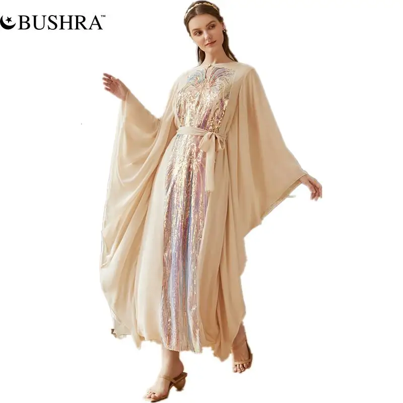 BUSHRA Muslim Abaya Turkey Butterfly Sequined Long Sleeve Arabian Dress VestidosRuffles Sundress Fashion Vintage Dresses
BUSHRA Muslim Abaya Turkey Butterfly Sequined Long Sleeve Arabian Dress VestidosRuffles Sundress Fashion Vintage Dresses