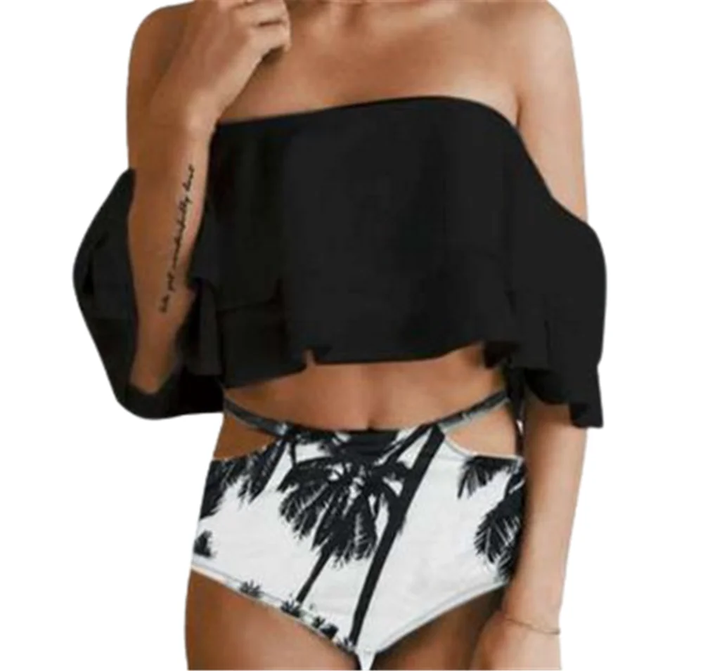 Summer Bikini Set Beach High-waist Women's Clothing Ruffled Swimsuit Leaf Print Off Shoulder Swimsuit Women Swimwear Beachwear
Summer Bikini Set Beach High-waist Women's Clothing Ruffled Swimsuit Leaf Print Off Shoulder Swimsuit Women Swimwear Beachwear