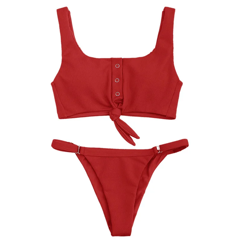 New cross-border hot selling solid color backless women's swimsuit fashion sexy two-piece bikini European and American-style sw | Спорт и