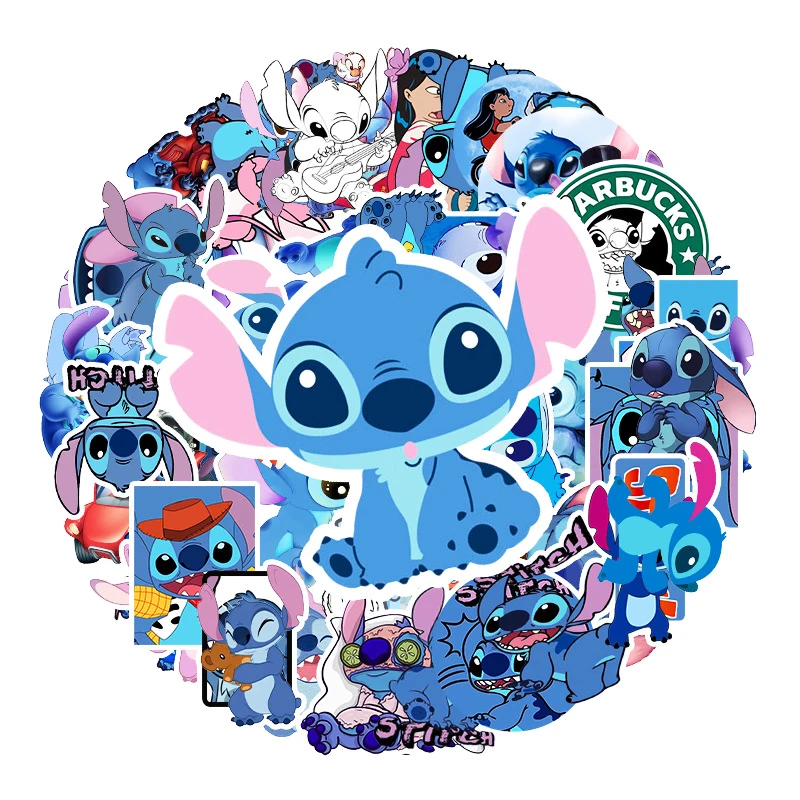 Disney 58 шт. мультфильм Стич наклейка чемодан гитара пианино велосипед автомобиль