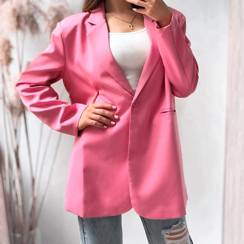 Women's Blazers Solid Single Breasted Loose Notched Collar Ladies Suit Coat Streetwear Pockets Blazer Spring Autumn Jacket 
Women's Blazers Solid Single Breasted Loose Notched Collar Ladies Suit Coat Streetwear Pockets Blazer Spring Autumn Jacket