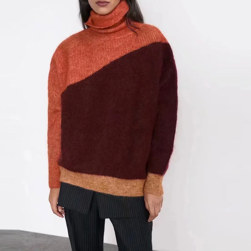 KUMSVAG Women Autumn ZA Pullover Sweater 2021 Fashion Knitting Turtleneck Patchwork Loose Female Casual Street Sweater Clothing
KUMSVAG Women Autumn ZA Pullover Sweater 2021 Fashion Knitting Turtleneck Patchwork Loose Female Casual Street Sweater Clothing