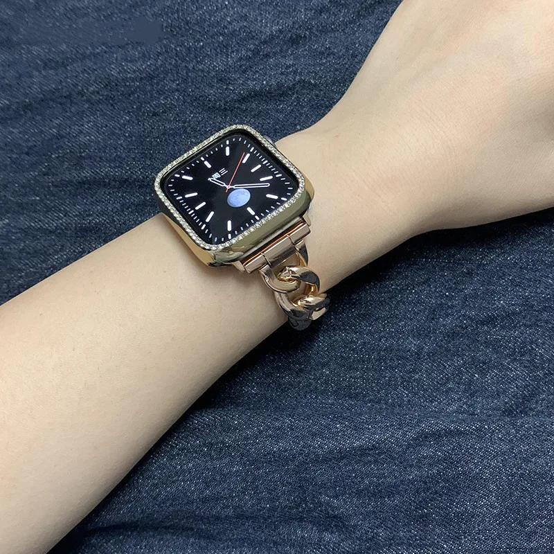 Элегантный ковбойский ремешок из нержавеющей стали для Apple Watch 40 мм 44 38 42 браслет