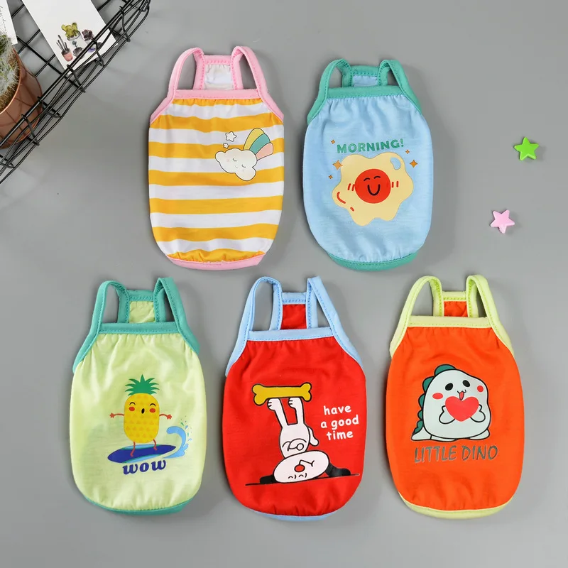 Pets Dog Cartoon Vest Puppy Striped Sling Shirt Printing Dog Summer Thin Clothes Pet Cat Corlorful Sleeveless Vest Dog Products
Pets Dog Cartoon Vest Puppy Striped Sling Shirt Printing Dog Summer Thin Clothes Pet Cat Corlorful Sleeveless Vest Dog Products