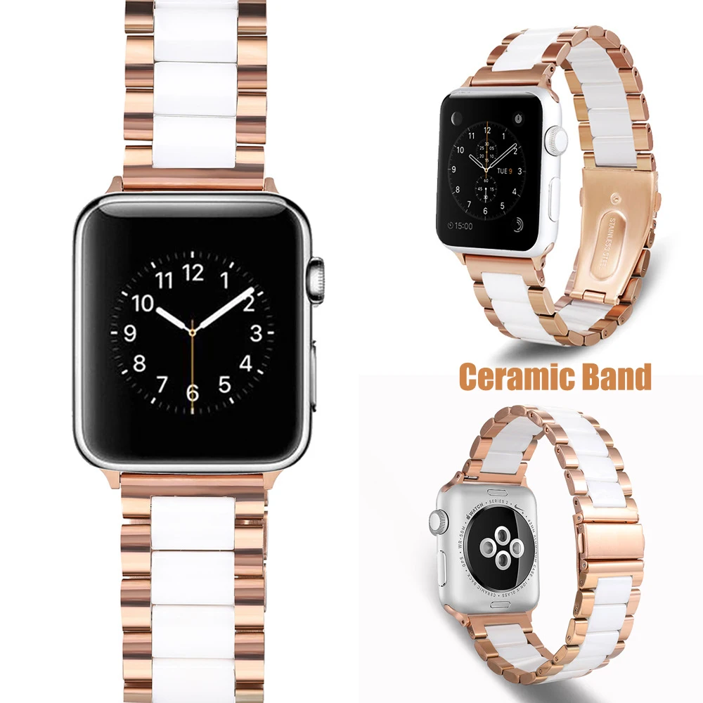 For designe apple watch band 38mm/40mm/42mm/44mm Stainless Steel Three Bead Ceramic Strap Metal Chain Strap for iwatch bands
For designe apple watch band 38mm/40mm/42mm/44mm Stainless Steel Three Bead Ceramic Strap Metal Chain Strap for iwatch bands