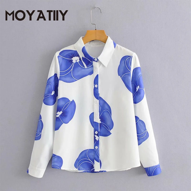 MOYATIIY Fashion Women Luxy Spring Shirts Turn Collar Flower Blue Morning Glory Print Blouse Shirts Female Tops Office Lady 
MOYATIIY Fashion Women Luxy Spring Shirts Turn Collar Flower Blue Morning Glory Print Blouse Shirts Female Tops Office Lady