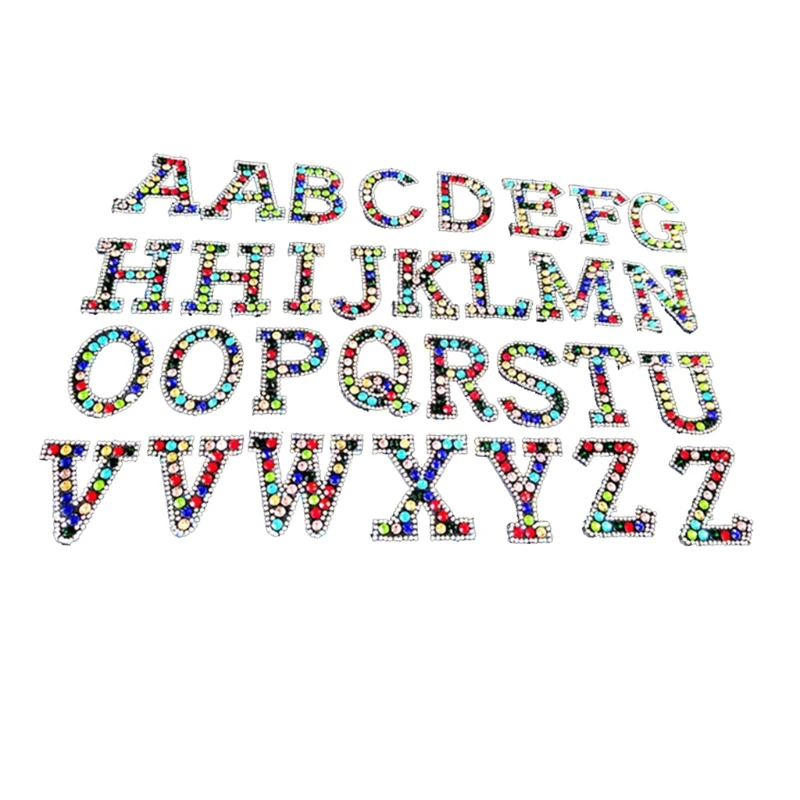 

26 шт на букв с аппликация шить на горный хрусталь буквенными нашивками A-Z патч алфавита вышитые патчи "сделай сам"