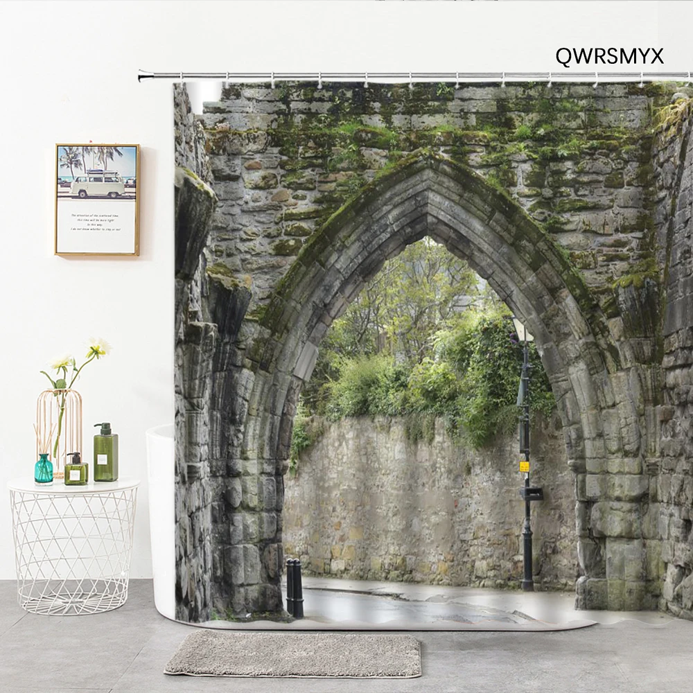 Stone Wall With Arches 3D Bathroom Curtain Landscape Shower Curtains Washable Fabric Hook Home Decoration Wall Bathroom Products
Stone Wall With Arches 3D Bathroom Curtain Landscape Shower Curtains Washable Fabric Hook Home Decoration Wall Bathroom Products