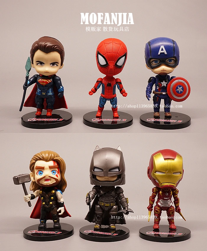 

Hasbro Marvel Action Figure The Avengers Iron Man Spider-man Steve Rogers Thor Q Version Movable Doll Model Toy