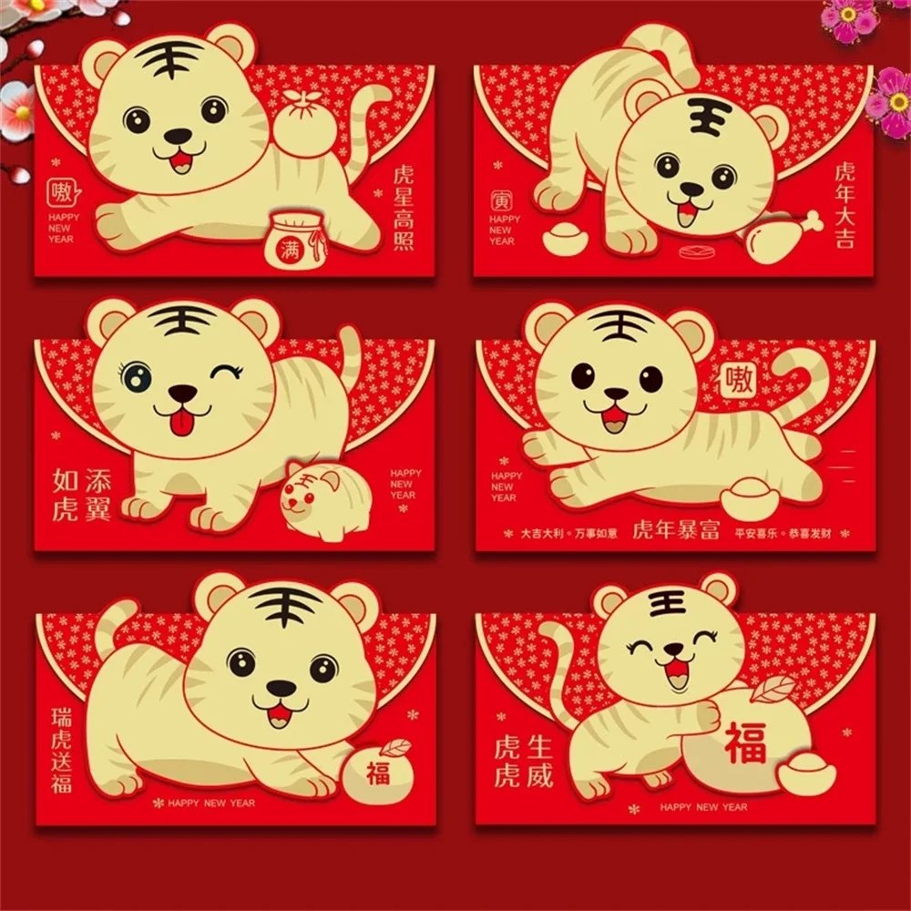 6 шт., бумажные красные конверты HongBao, милые бумажные пакеты на удачу, праздничные товары с тигром, китайский новый год, Hongbao
6 шт., бумажные красные конверты HongBao, милые бумажные пакеты на удачу, праздничные товары с тигром, китайский новый год, Hongbao