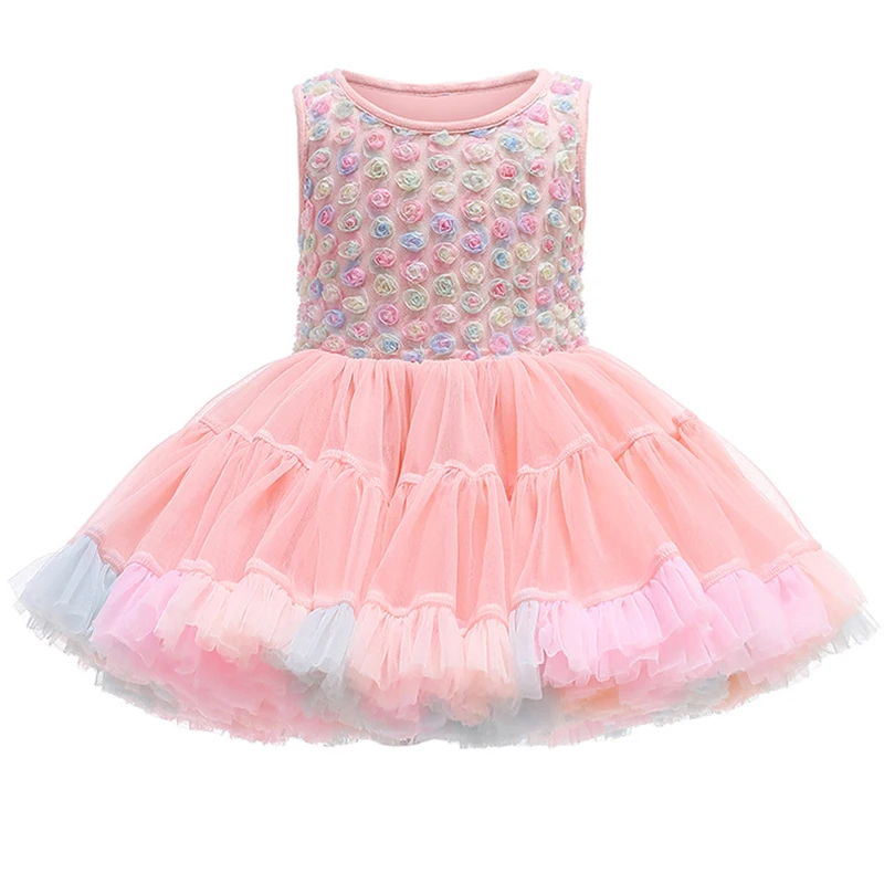 

Girls Casual Dress 18Months - 5Years Sweet Baby Princess Soft Yarn Vest tutu Dress Birthday Wedding Performance Puffy Dress
