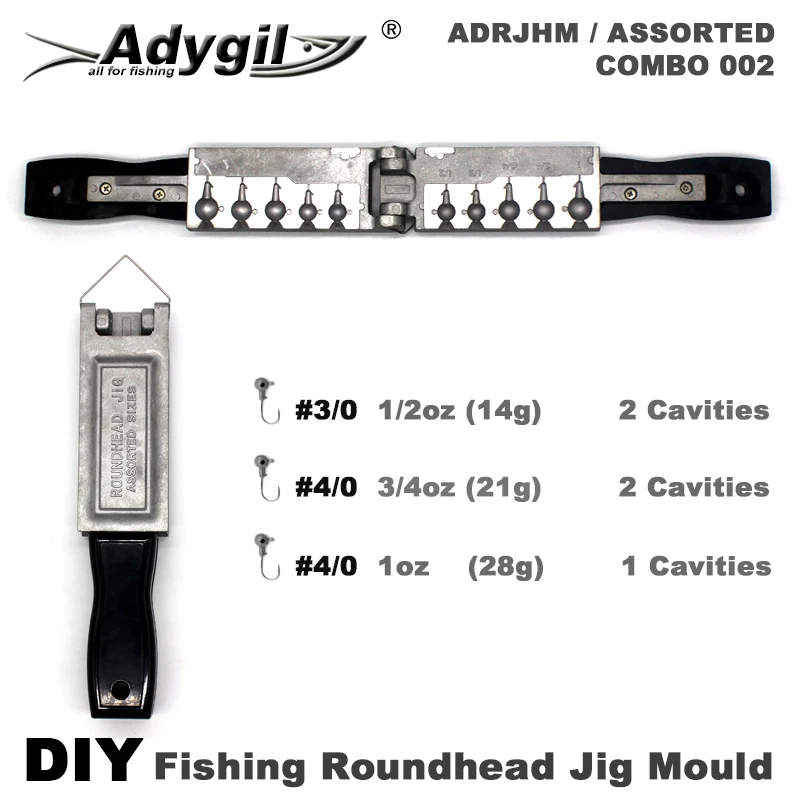 Adygil DIY рыболовная круглая головка джиг форма ADRJHM/Ассорти комбо 1/2oz. 3/4 унции. 1