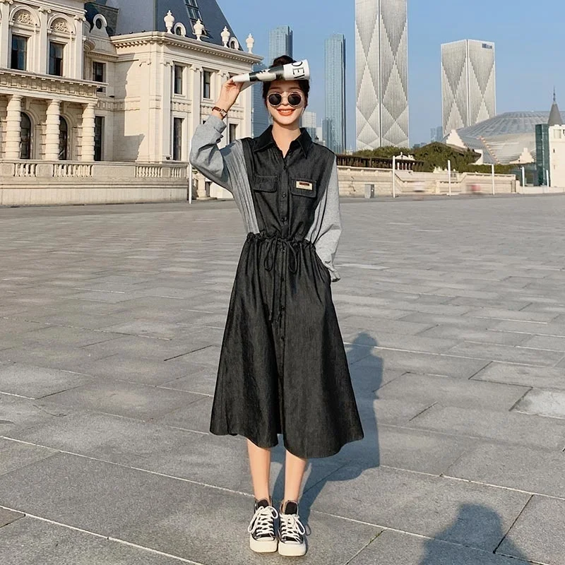 Products in Stock New Contrast Color Striped Stitching Denim Dress with Belt
Products in Stock New Contrast Color Striped Stitching Denim Dress with Belt