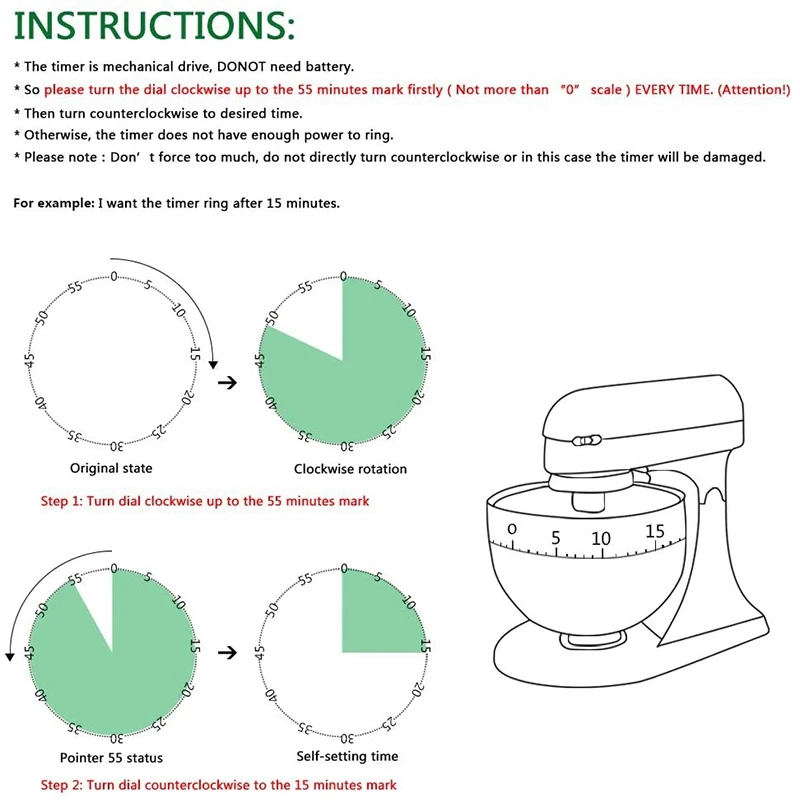 Kitchen Timer Cooking Timer Reminds 60 Minutes Mechanical Countdown Clock Time Management
Kitchen Timer Cooking Timer Reminds 60 Minutes Mechanical Countdown Clock Time Management