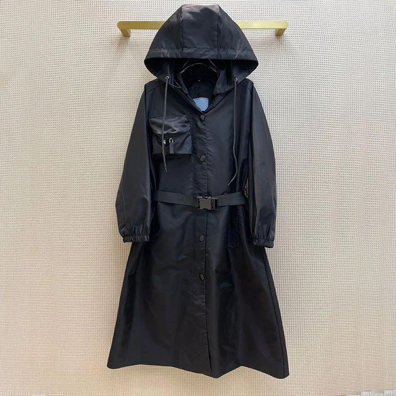 2021 Autumn Winter Woman's Coat Solid Black Trench Long Design Hooded Includ Blet Pockets Loose Trench Coat
2021 Autumn Winter Woman's Coat Solid Black Trench Long Design Hooded Includ Blet Pockets Loose Trench Coat