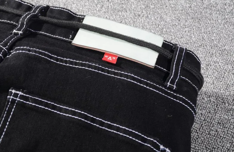 New men's male trousers High street style autumn black print jeans men stretch slim slimming denim pants 147
New men's male trousers High street style autumn black print jeans men stretch slim slimming denim pants 147