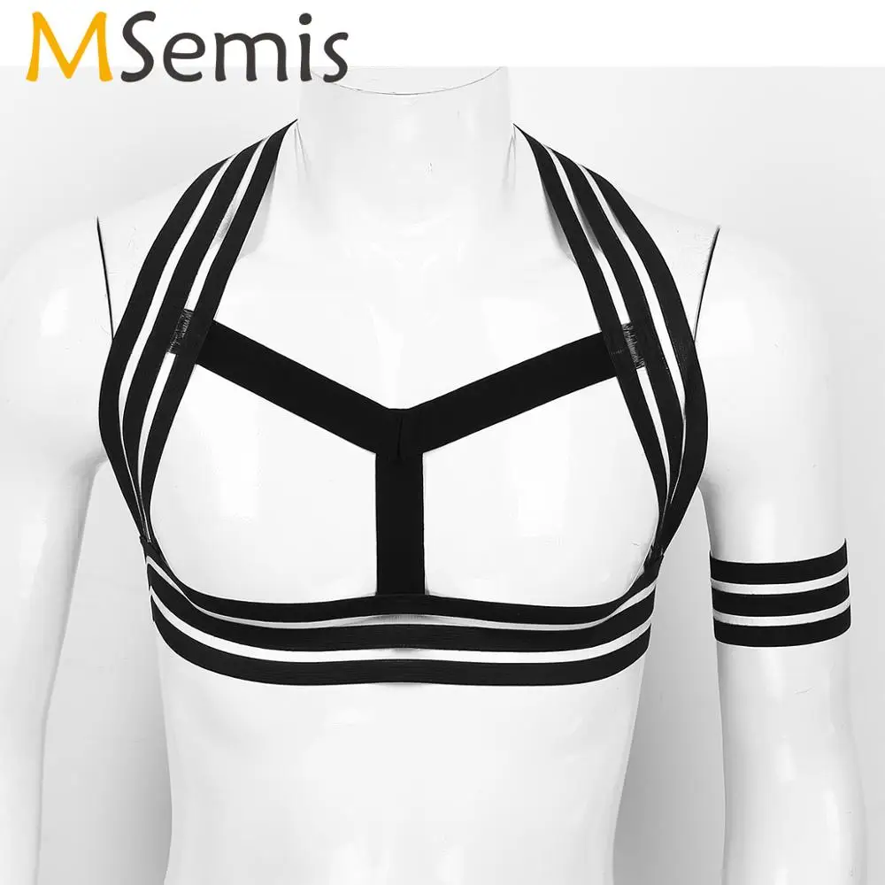 MSemis Men Body Chest Harness Belt Shoulder Support Brace Muscle Straps with Armband Clubwear Open Chest Crop Top Lingerie
MSemis Men Body Chest Harness Belt Shoulder Support Brace Muscle Straps with Armband Clubwear Open Chest Crop Top Lingerie