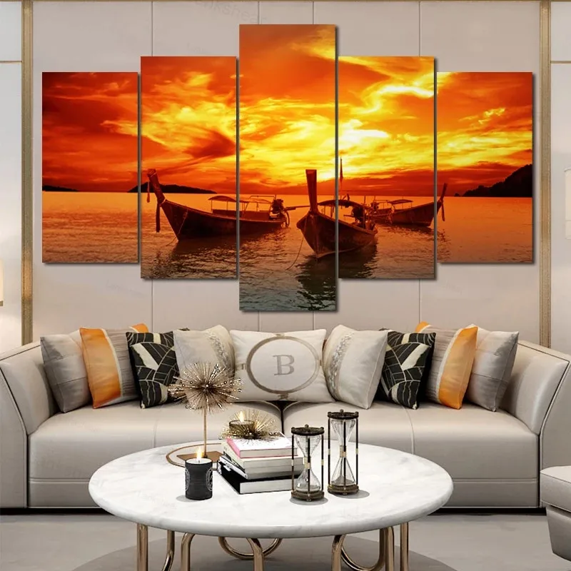 Hd Print 5 Panels/set Sunset Boat Landscape Wall Art Pictures Canvas Painting Posters and Prints for Living Room Decoration
Hd Print 5 Panels/set Sunset Boat Landscape Wall Art Pictures Canvas Painting Posters and Prints for Living Room Decoration