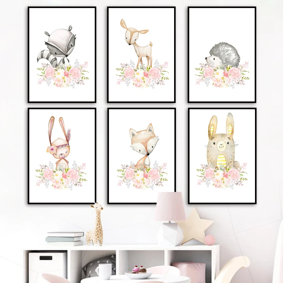 Deer Raccoon Rabbit Fox Nursery Wall Art Print Canvas Painting Woodland Animal Nordic Poster Wall Pictures Baby Girl Room Decor
Deer Raccoon Rabbit Fox Nursery Wall Art Print Canvas Painting Woodland Animal Nordic Poster Wall Pictures Baby Girl Room Decor