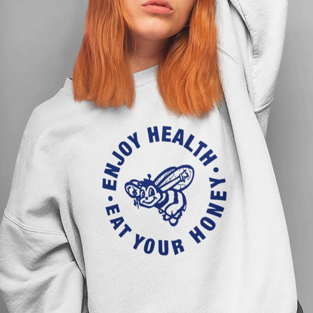 Женская толстовка Merch пуловеры с графическим рисунком Eat Your Honey черные и белые