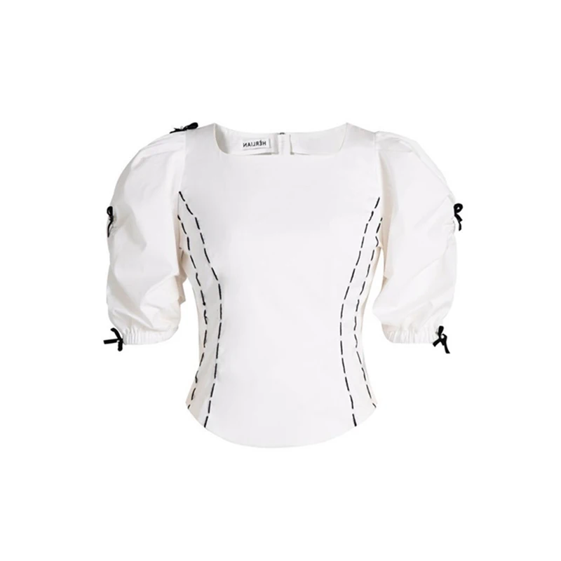 XIZIHUPAN White Patchwork Bowknot Tops For Women Square Collar Puff Short Sleeve T Shirt Minimalist Female Fashion Summer 2021
XIZIHUPAN White Patchwork Bowknot Tops For Women Square Collar Puff Short Sleeve T Shirt Minimalist Female Fashion Summer 2021