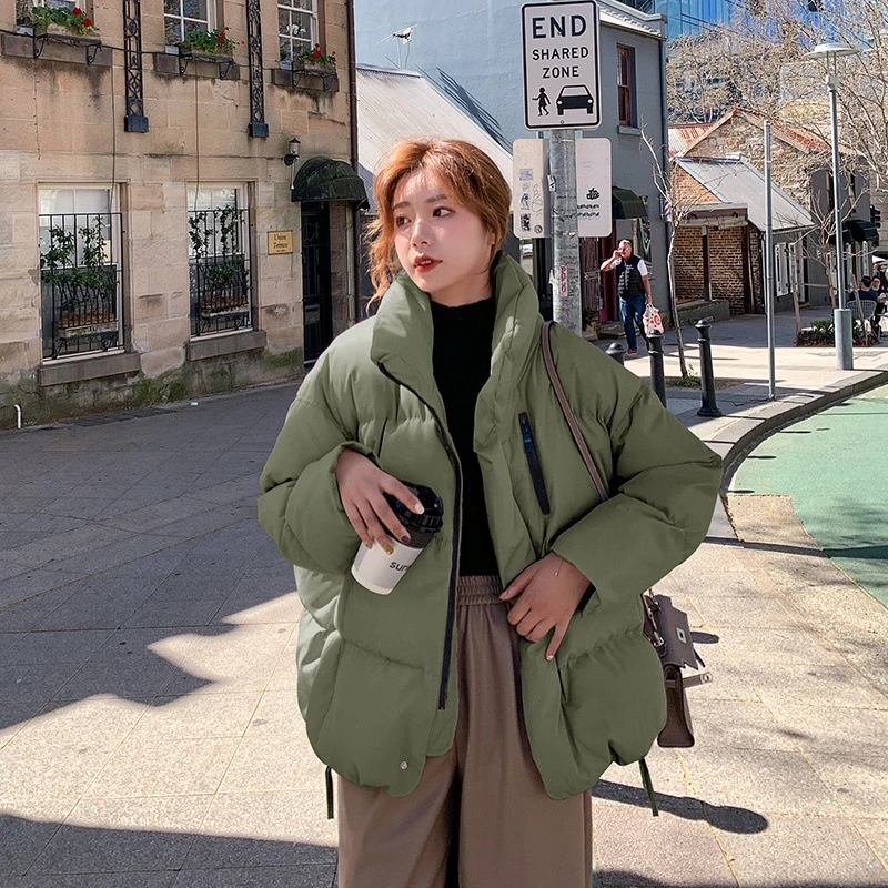 Ladies stand-collar cotton-padded jacket Winter cardigan Windproof and cold-proof Ladies jacket Solid color
Ladies stand-collar cotton-padded jacket Winter cardigan Windproof and cold-proof Ladies jacket Solid color