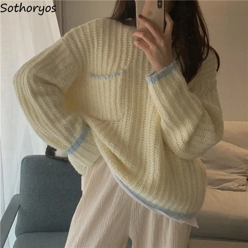Winter Tender Sweaters Women Patchwork Sweet Pullovers Female Warm Knitted Thermal Knitwear O-neck Stylish Popular Girlish Cozy
Winter Tender Sweaters Women Patchwork Sweet Pullovers Female Warm Knitted Thermal Knitwear O-neck Stylish Popular Girlish Cozy
