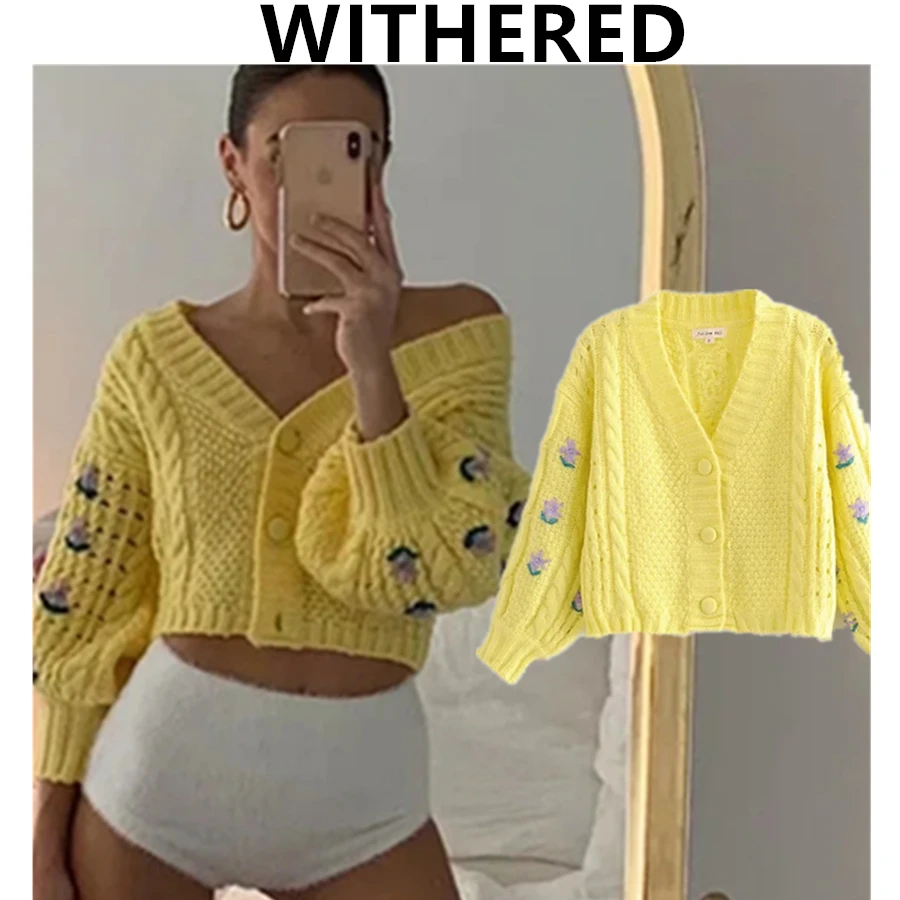 Withered winter sweaters women ins fashion blogger vintage floral embroidery short Hand crochet cardigan women pullovers tops
Withered winter sweaters women ins fashion blogger vintage floral embroidery short Hand crochet cardigan women pullovers tops