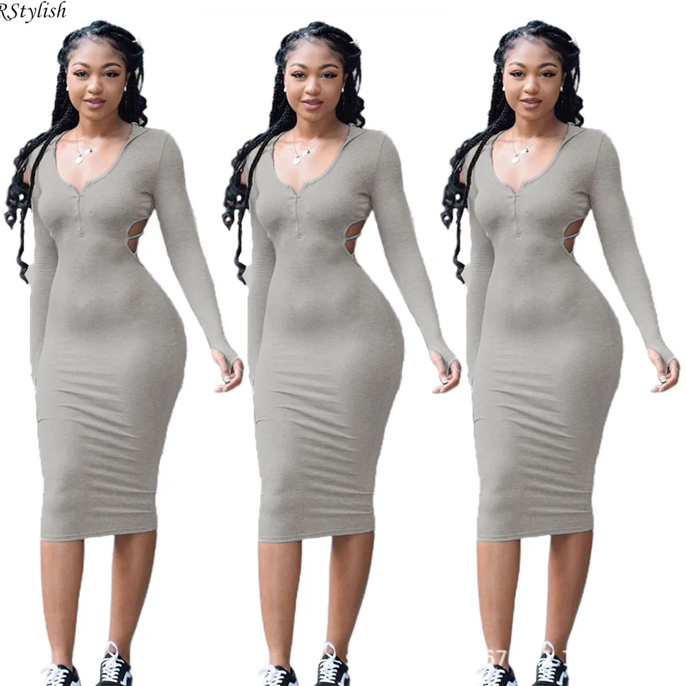 RStylish 2022 Spring Streetwear Open Back Hooded Dresses Solid Color Long Sleeve Boycon Midi Pencil Women Dress
RStylish 2022 Spring Streetwear Open Back Hooded Dresses Solid Color Long Sleeve Boycon Midi Pencil Women Dress