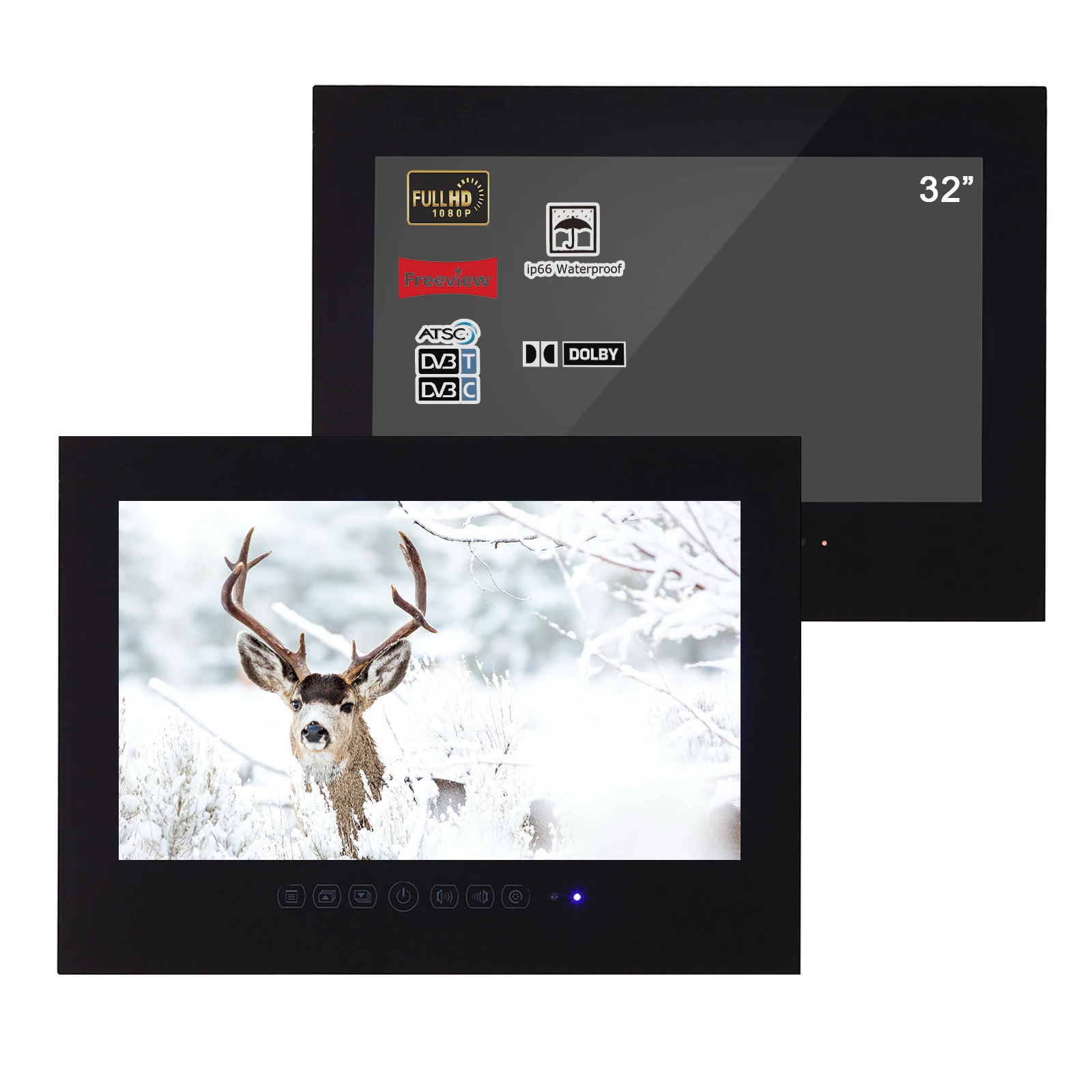 Souria 32 Inches IP66 Waterproof Bathroom Full HD LED TV Luxury Hotel Black Shower Room Water Resistant
Souria 32 Inches IP66 Waterproof Bathroom Full HD LED TV Luxury Hotel Black Shower Room Water Resistant