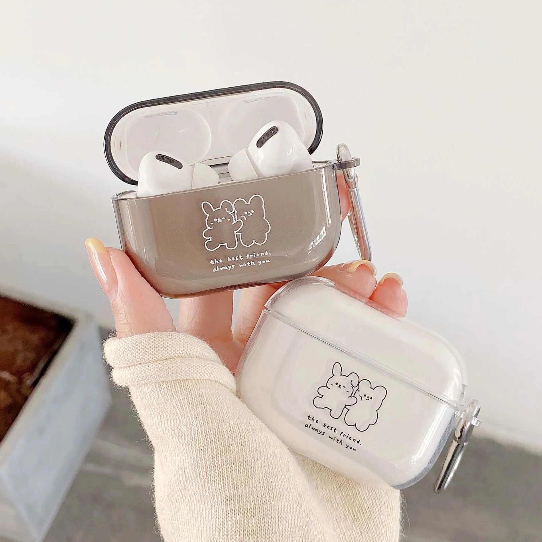 Кролик и медведь Мягкий силикон пара наушников чехол для apple airpod 2/1 MacBook air
