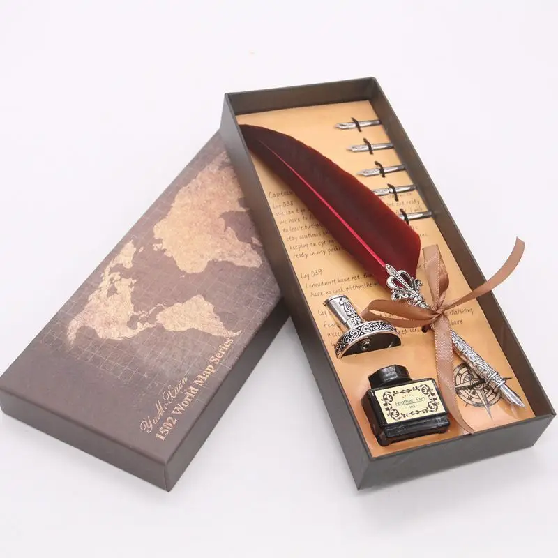 1set Retro Vintage Calligraphy Feather Dip Pen Writing Ink Set Stationery Quill Fountain Pens Creative Vintage Pen Dropshipping
1set Retro Vintage Calligraphy Feather Dip Pen Writing Ink Set Stationery Quill Fountain Pens Creative Vintage Pen Dropshipping