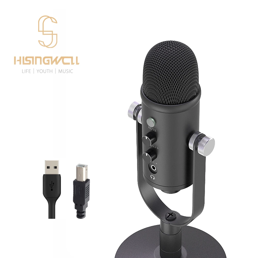 Профессиональный USB-микрофон HISINGWELL для подкастинга записи прямой трансляции