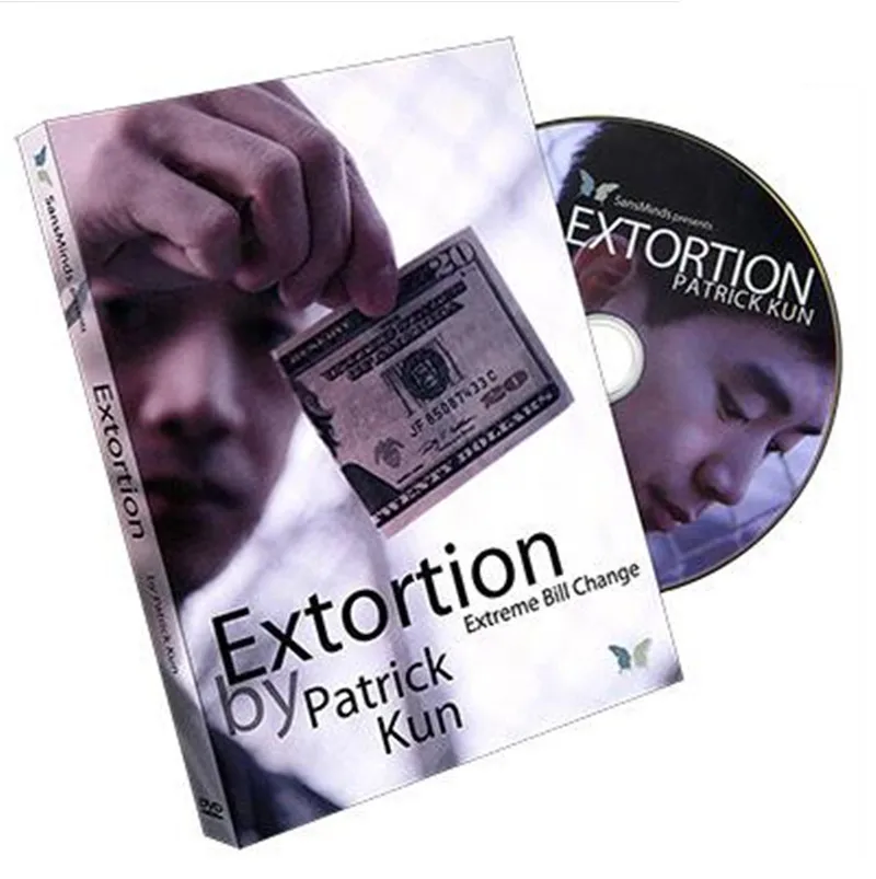 Extortion by Patrick Kun (DVD and Gimmick) Card Magic Tricks Money Stage Close up Accessories Mentalism Comedy Magician | Игрушки и