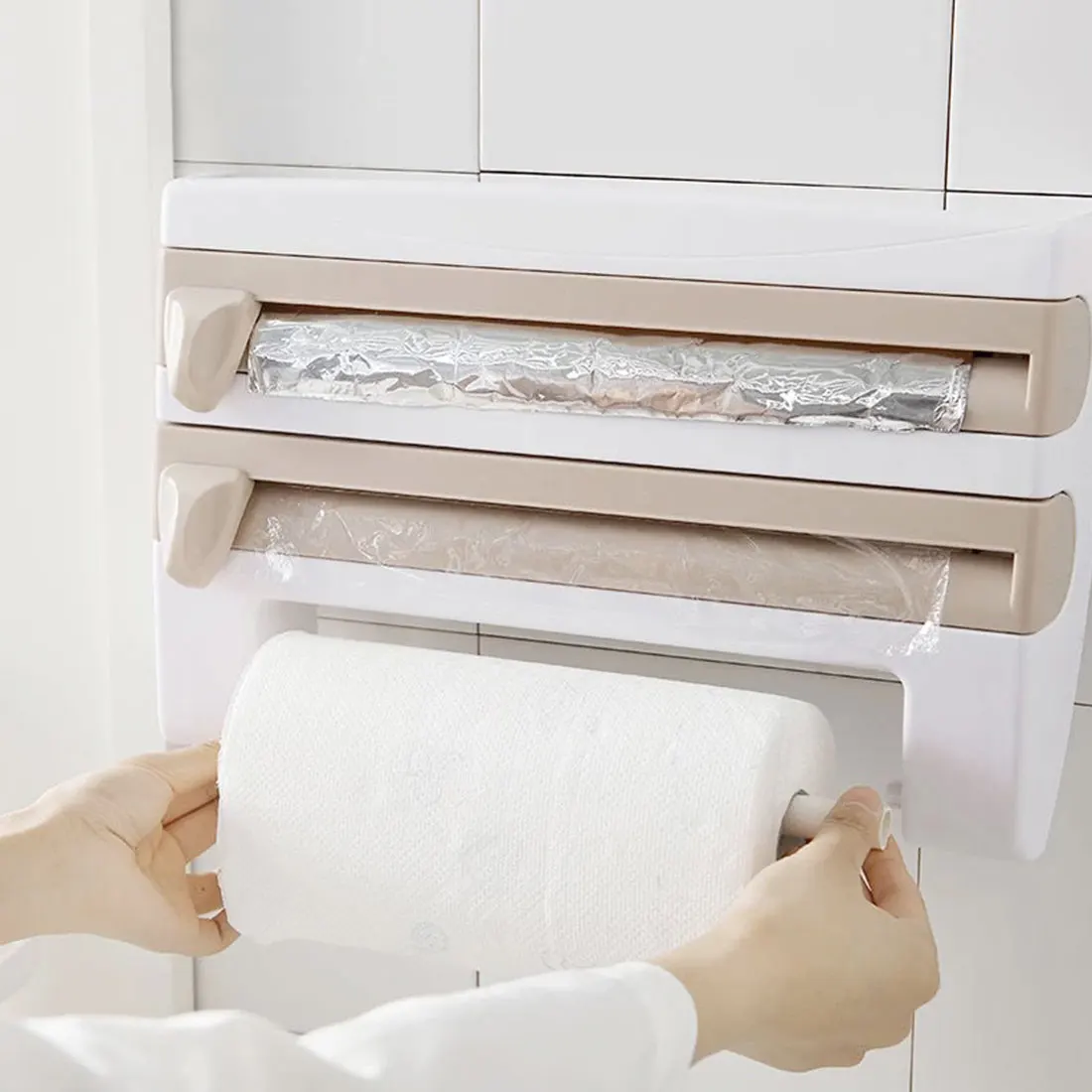 Wall-Mount Foil Paper Towel Holder Sauce Bottle Storage Rack Food Grade Film Cutter Mutifunction Kitchen Organizer Strainer
Wall-Mount Foil Paper Towel Holder Sauce Bottle Storage Rack Food Grade Film Cutter Mutifunction Kitchen Organizer Strainer
