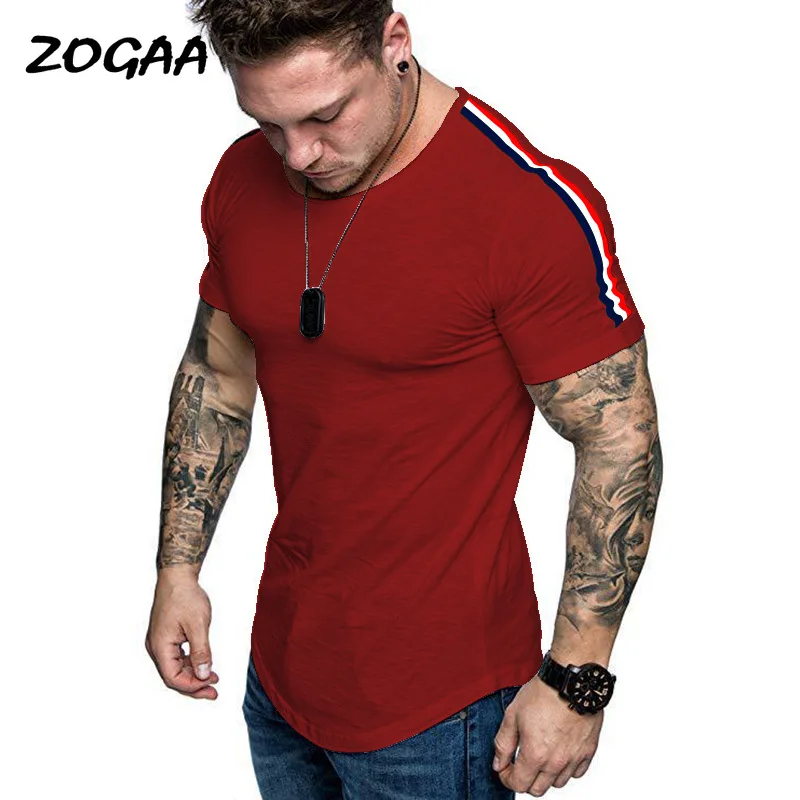 

ZOGAA T-shirt Men Summer New Trend Men's Clothing Plus Size Short-sleeved Stitching Tops Tees O-Neck Sports Youth Slim All-match
