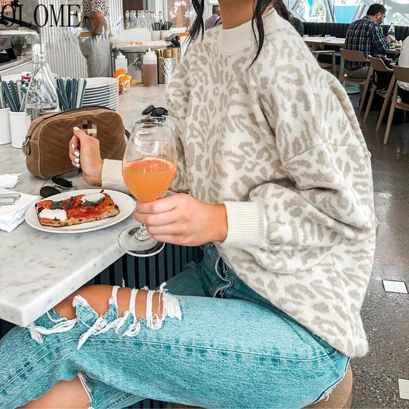 OLOME sweater women turtleneck leopard knitted sweater animal print winter thick female pullovers casual tops oversized sweater
OLOME sweater women turtleneck leopard knitted sweater animal print winter thick female pullovers casual tops oversized sweater