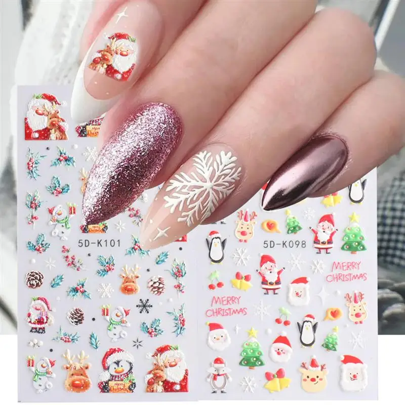 3 Sheet Christmas Nail Stickers Decals Xmas Santa Snowman Snowflake 3D Nail Art Sticker Self-Adhesive Nail Art Accessories
3 Sheet Christmas Nail Stickers Decals Xmas Santa Snowman Snowflake 3D Nail Art Sticker Self-Adhesive Nail Art Accessories